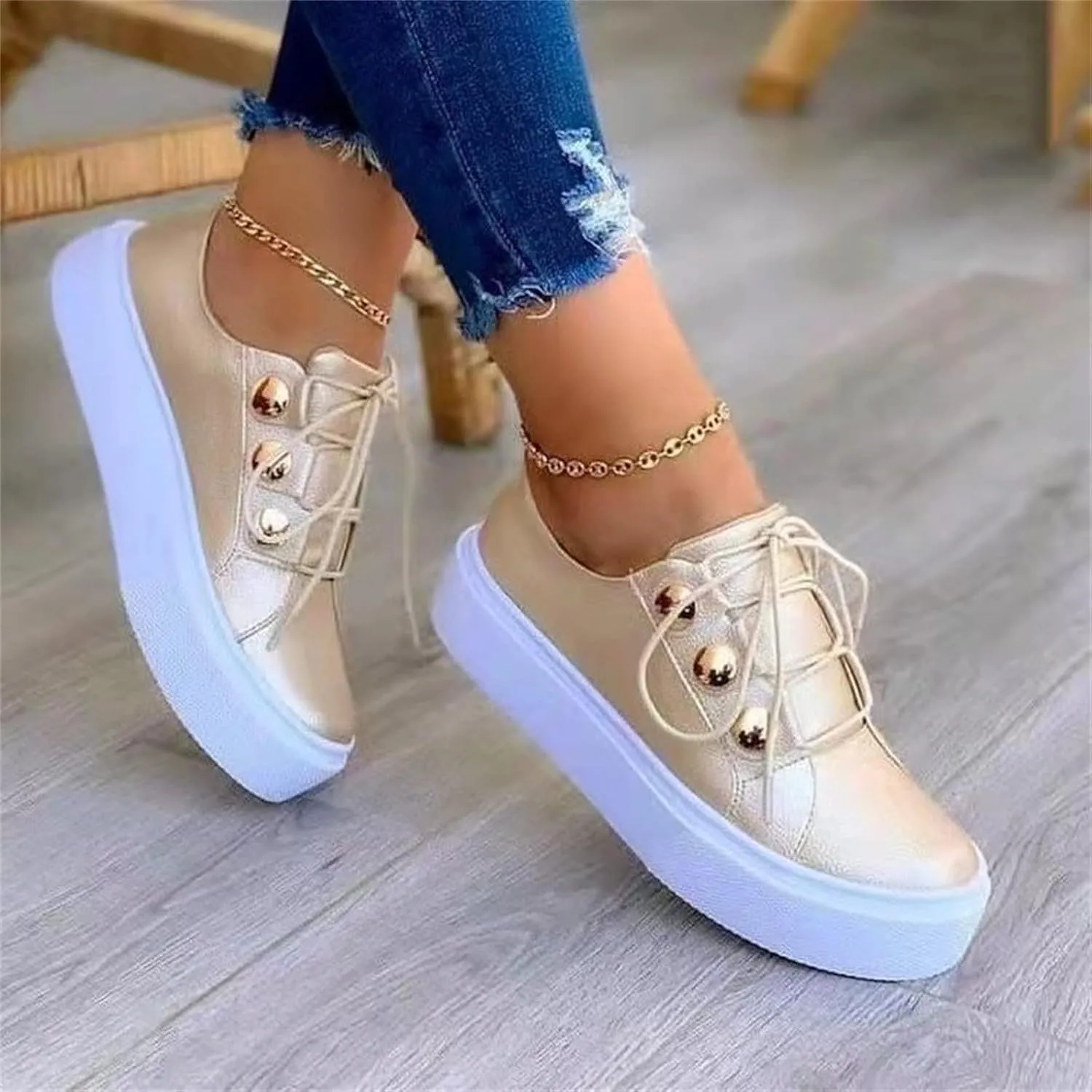 Lausiuoe Women's Fashion Sneakers Slip On Comfortable Casual Walking Shoes Classic Fall Low Top Canvas Flat Loafers