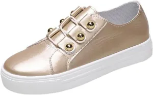 Lausiuoe Women's Fashion Sneakers Slip On Comfortable Casual Walking Shoes Classic Fall Low Top Canvas Flat Loafers