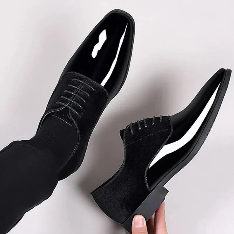 Leather Shoes for Men Casual Business Shoes Lace Up.
