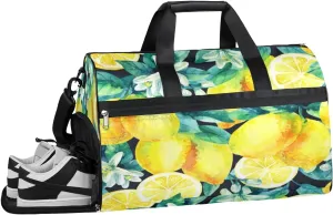 Lemon Blossom Sports Gym Bag with Wet Pocket & Shoes Compartment Waterproof Workout Duffel Bag for Women and Men Weekender Overnight Duffle Bag Travel Carry-on Tote