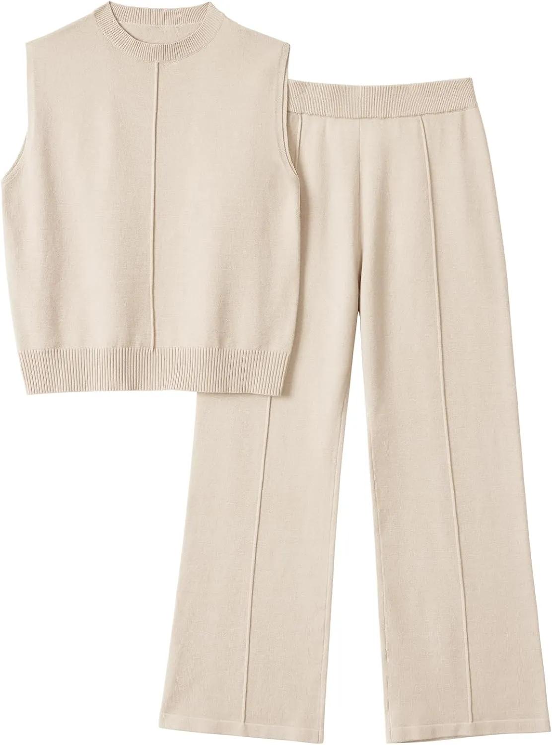 LILLUSORY Lounge Sets for Women Summer 2 Piece Outfits 2025 Two Piece Vacation Matching Mock Neck Sweater Set Tracksuit