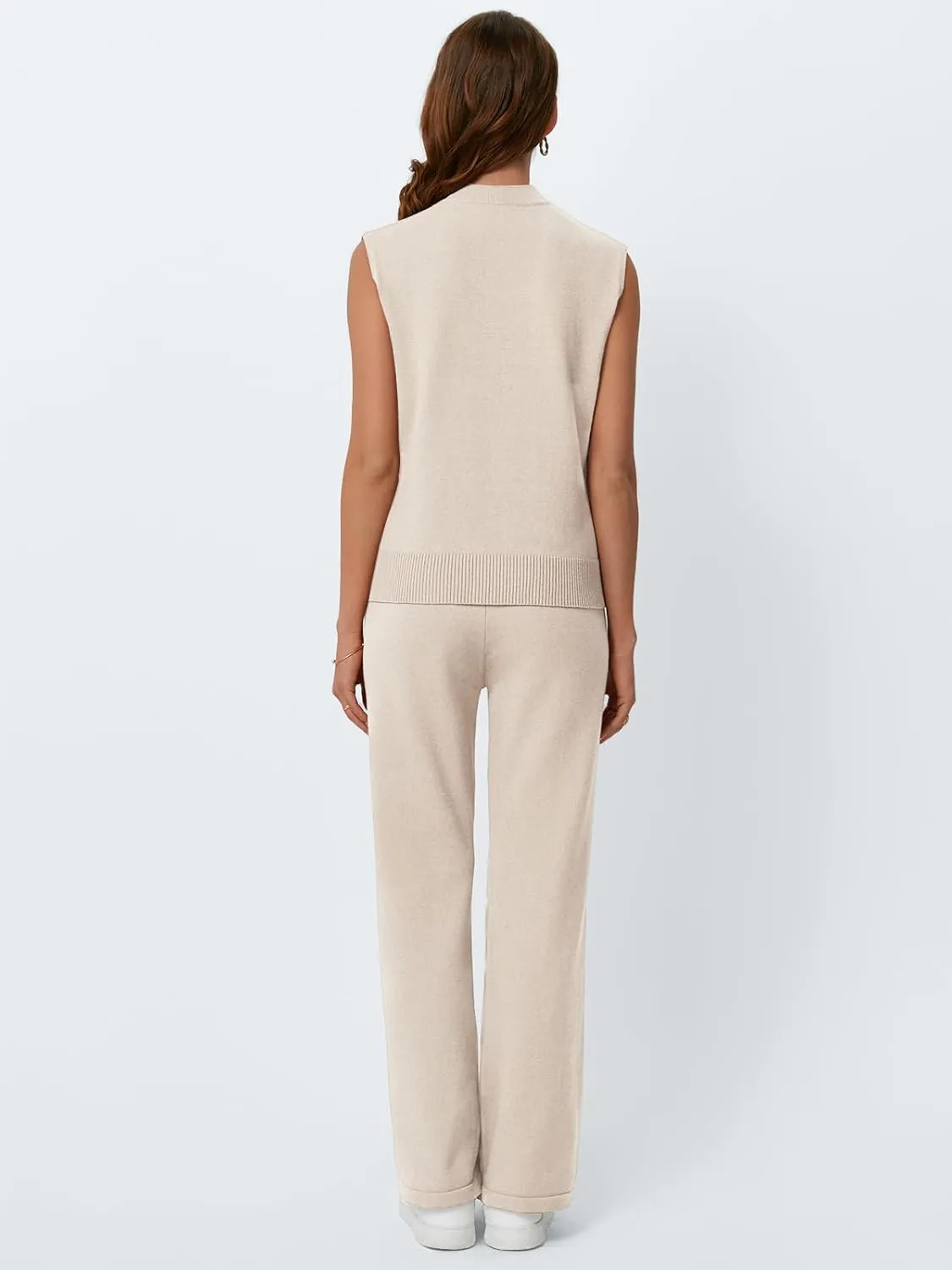 LILLUSORY Lounge Sets for Women Summer 2 Piece Outfits 2025 Two Piece Vacation Matching Mock Neck Sweater Set Tracksuit