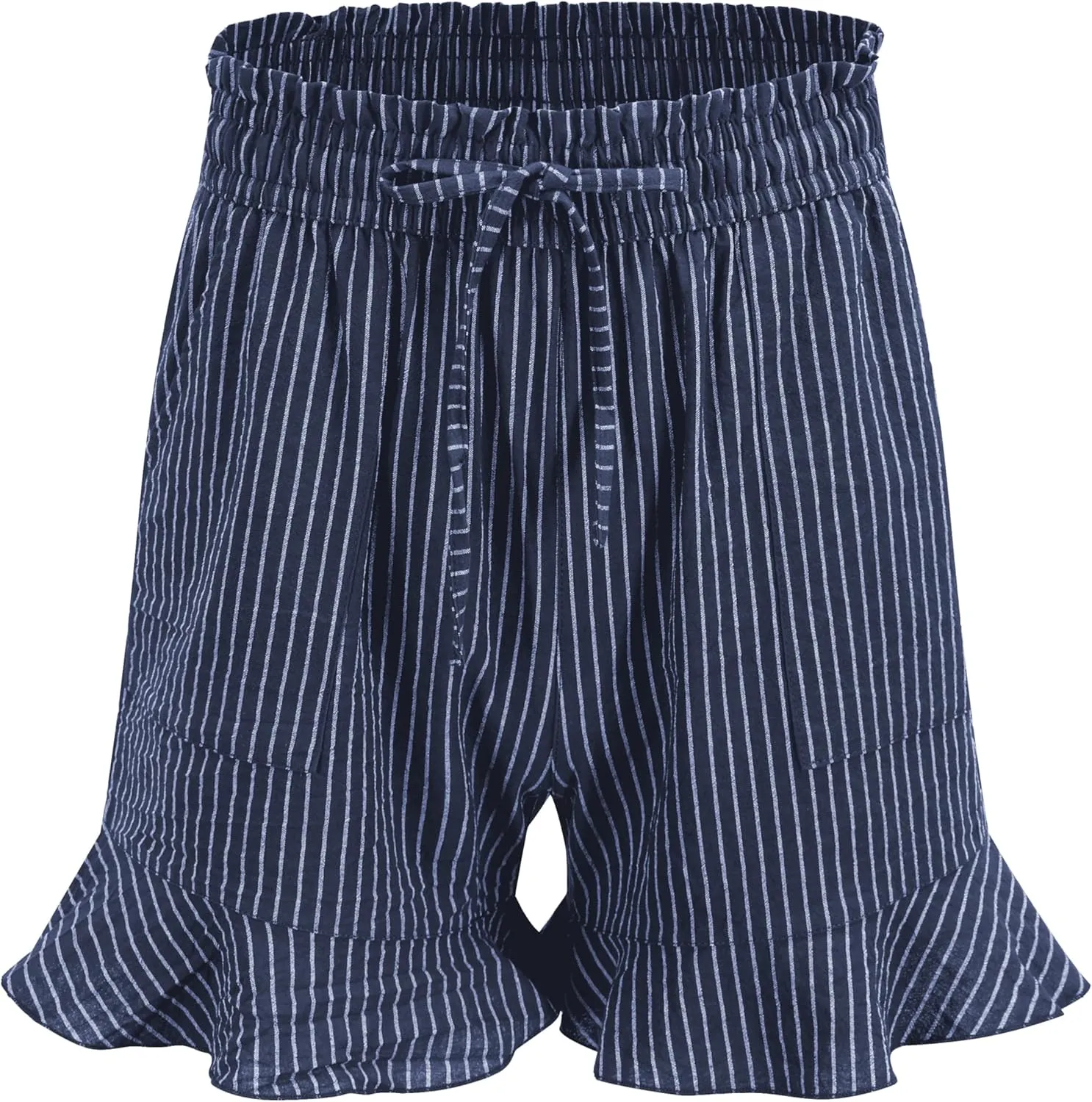 LNX Womens Linen Shorts High Waisted Wide Leg Drawstring Summer Beach Shorts with Pockets