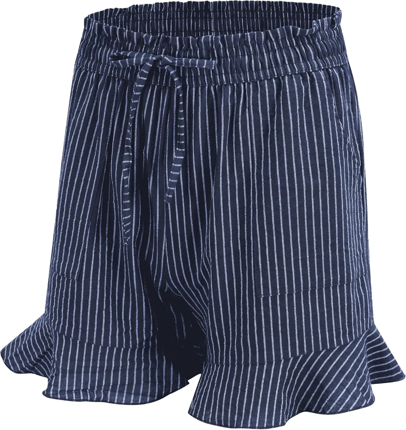 LNX Womens Linen Shorts High Waisted Wide Leg Drawstring Summer Beach Shorts with Pockets