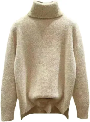 Loose Knit Sweater Women's Pullover Elegant Cashmere Pullover Turtleneck Winter Oversized Long Sleeve Top