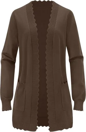 LUYAA Women's Fashion Cardigan Sweaters Lightweight Long Sleeve Open Front Long Cardigan V Neck Cozy Knit with Pocket