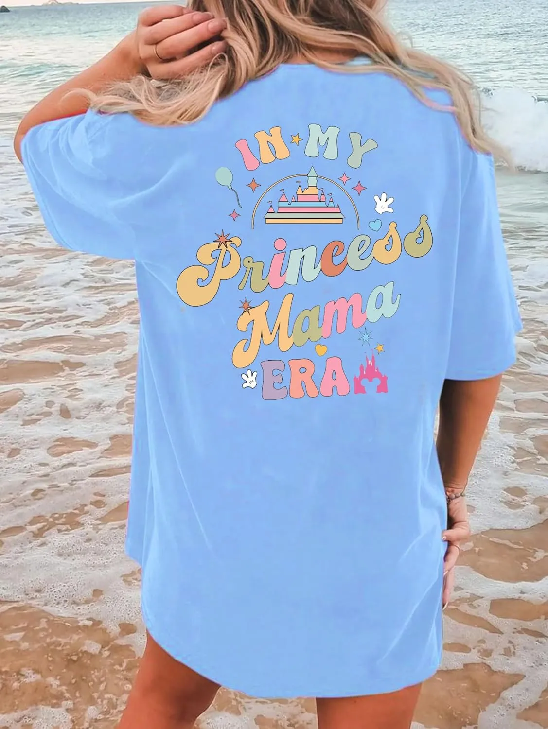 Magic Kingdom Shirts for Women: Magical Princess T Shirt Castle Holiday Graphic Tees in My Mama Era Oversized Tops
