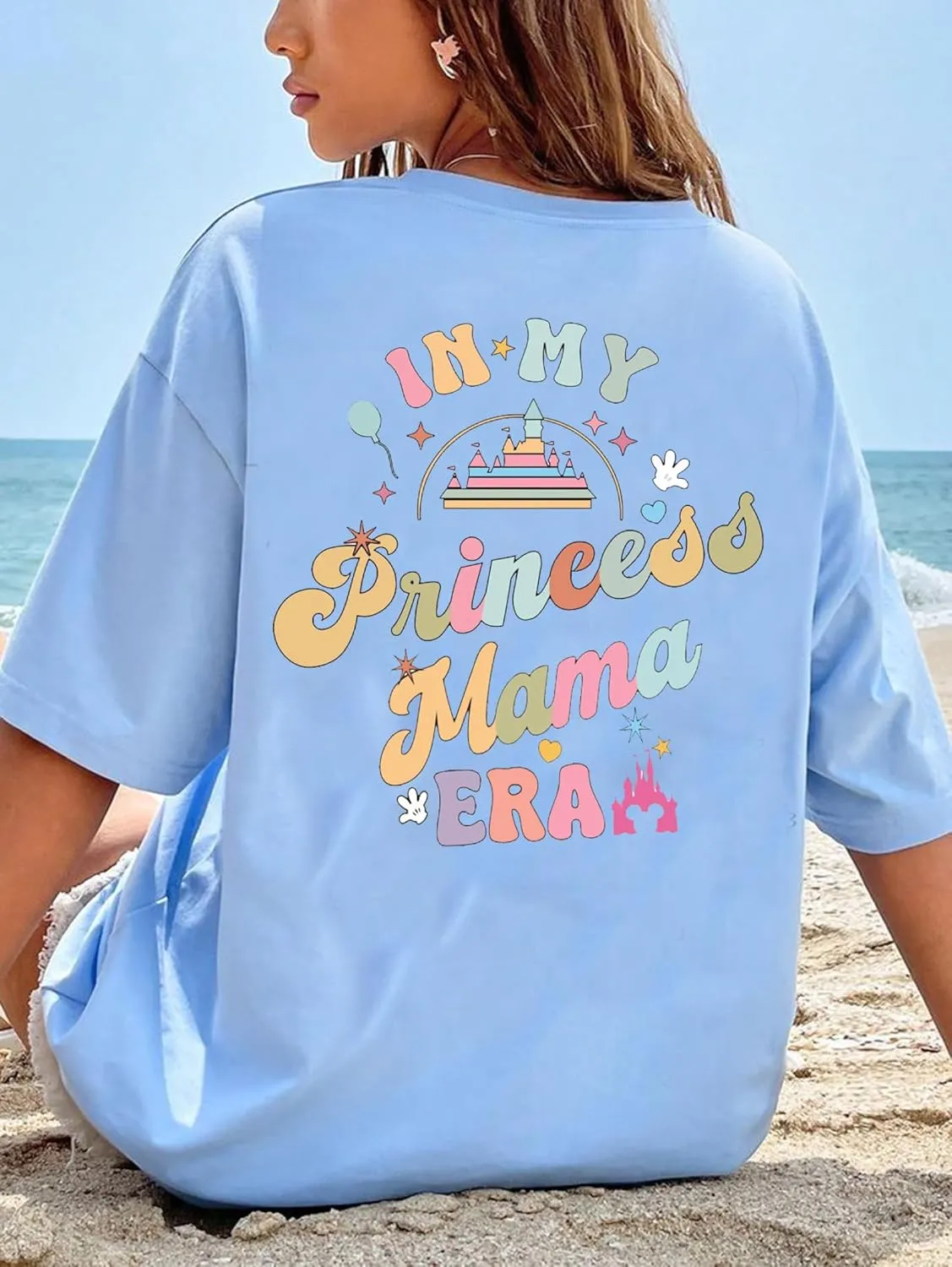 Magic Kingdom Shirts for Women: Magical Princess T Shirt Castle Holiday Graphic Tees in My Mama Era Oversized Tops