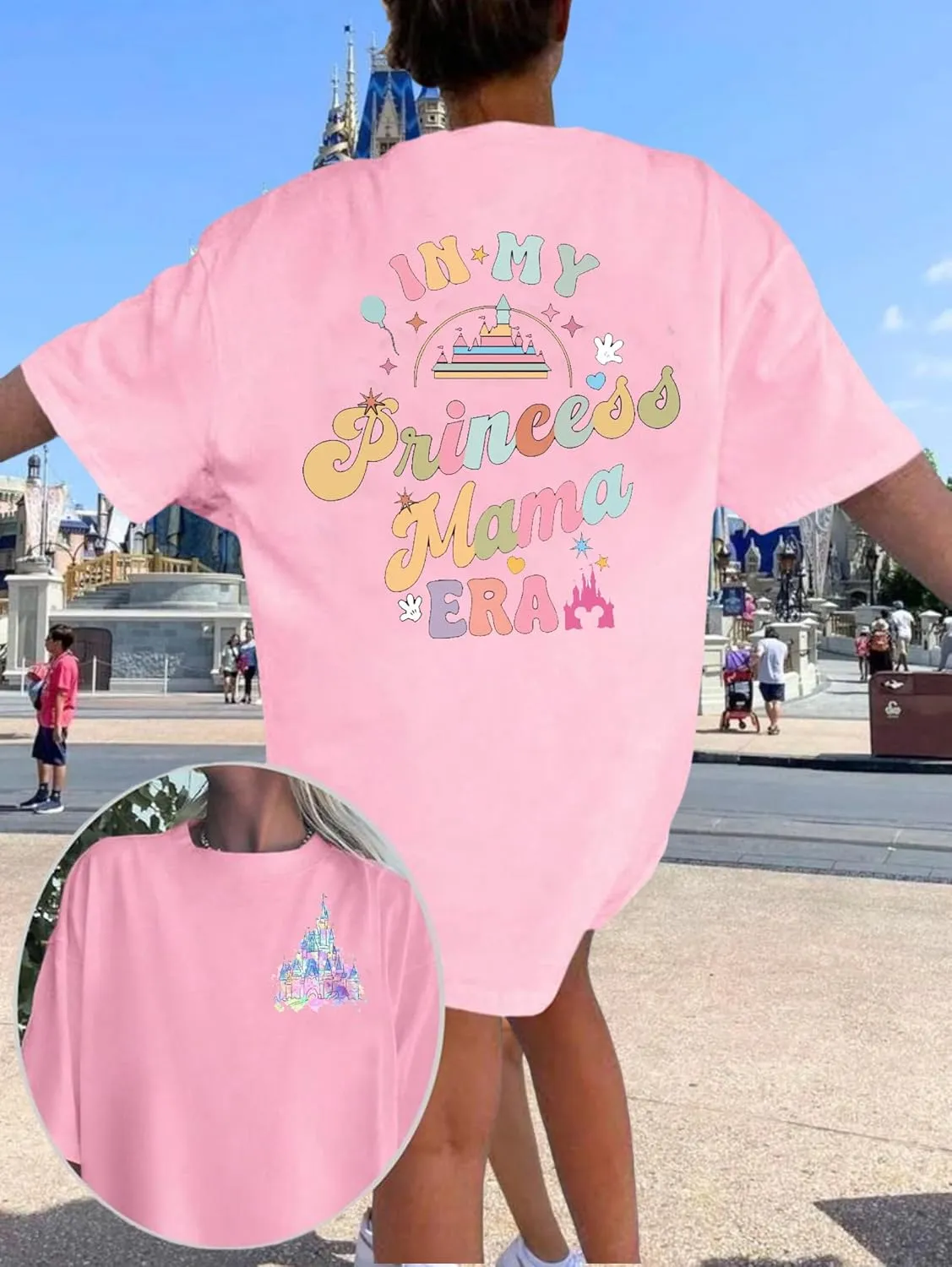 Magic Kingdom Shirts for Women: Magical Princess T Shirt Castle Holiday Graphic Tees in My Mama Era Oversized Tops