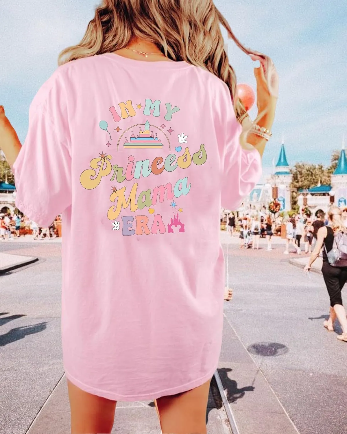 Magic Kingdom Shirts for Women: Magical Princess T Shirt Castle Holiday Graphic Tees in My Mama Era Oversized Tops