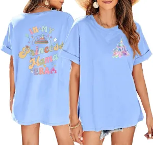 Magic Kingdom Shirts for Women: Magical Princess T Shirt Castle Holiday Graphic Tees in My Mama Era Oversized Tops