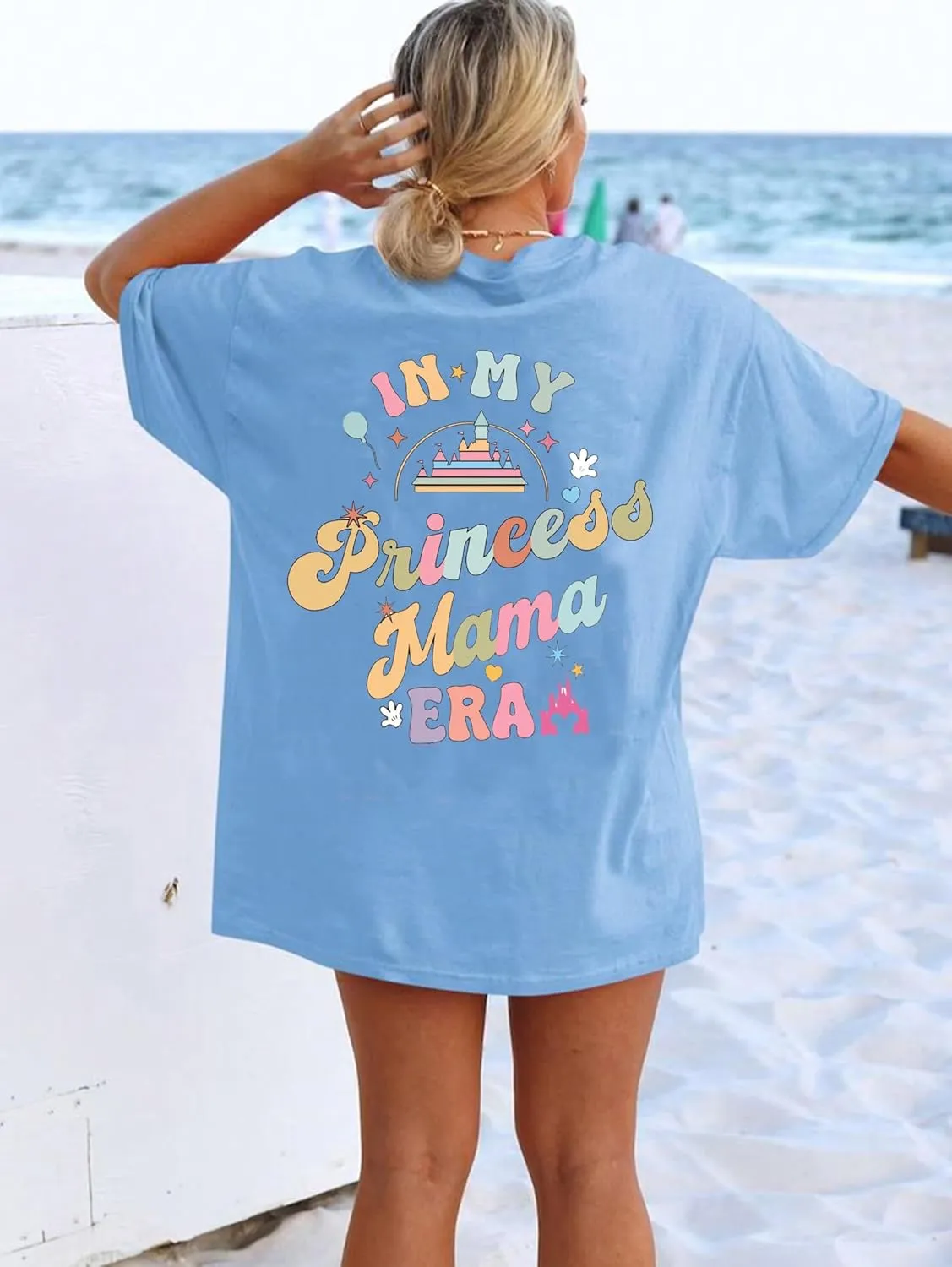 Magic Kingdom Shirts for Women: Magical Princess T Shirt Castle Holiday Graphic Tees in My Mama Era Oversized Tops