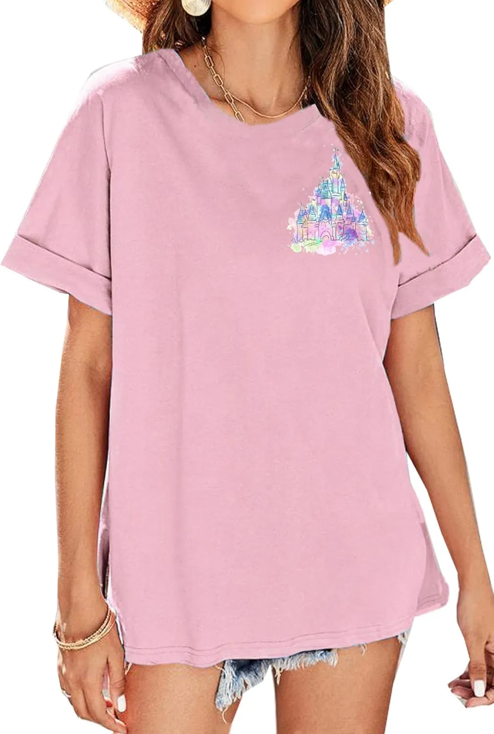Magic Kingdom Shirts for Women: Magical Princess T Shirt Castle Holiday Graphic Tees in My Mama Era Oversized Tops