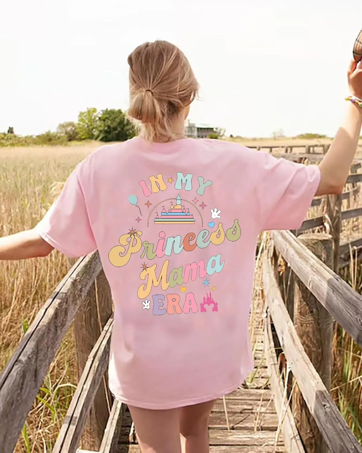 Magic Kingdom Shirts for Women: Magical Princess T Shirt Castle Holiday Graphic Tees in My Mama Era Oversized Tops