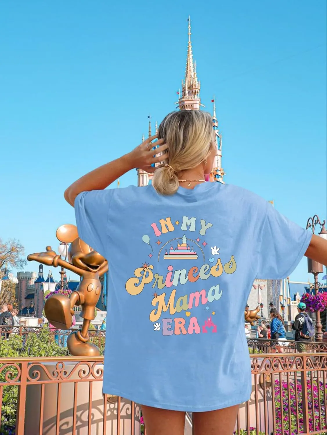 Magic Kingdom Shirts for Women: Magical Princess T Shirt Castle Holiday Graphic Tees in My Mama Era Oversized Tops