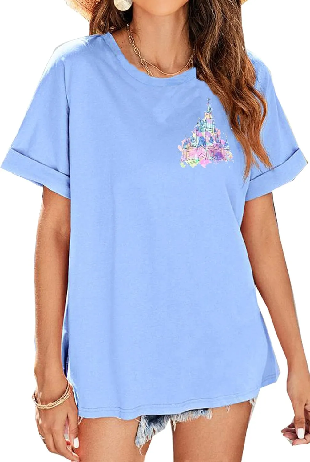Magic Kingdom Shirts for Women: Magical Princess T Shirt Castle Holiday Graphic Tees in My Mama Era Oversized Tops