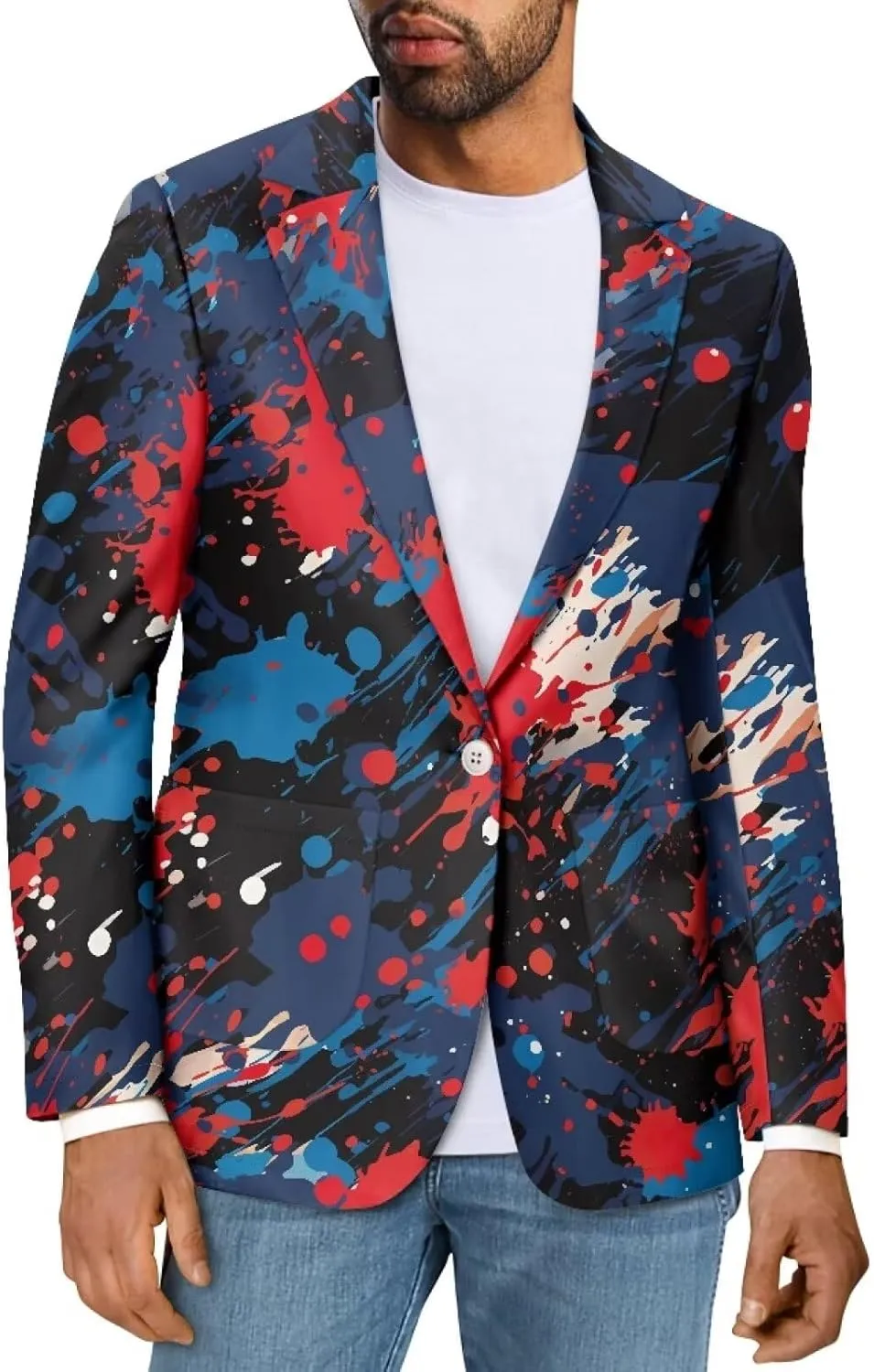 Men's Casual Unlined Suit Blazer with Pocket One Button Notch Lapel Sport Coat Jacket Lightweight Slim Fit Business Suit