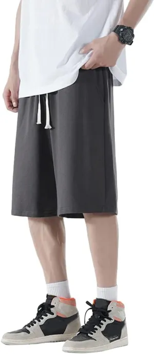 Mens Cotton Casual Lounge Shorts Jogger Athletic Workout Gym Sweat Shorts