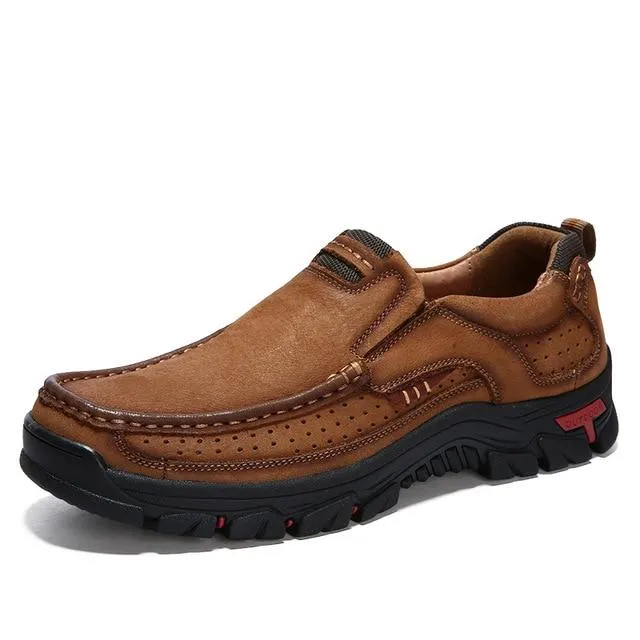Men's leather outdoor breathable sneakers