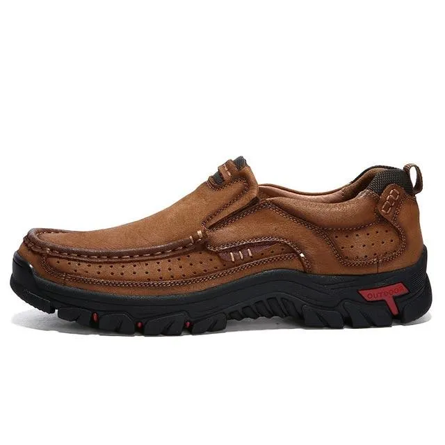 Men's leather outdoor breathable sneakers