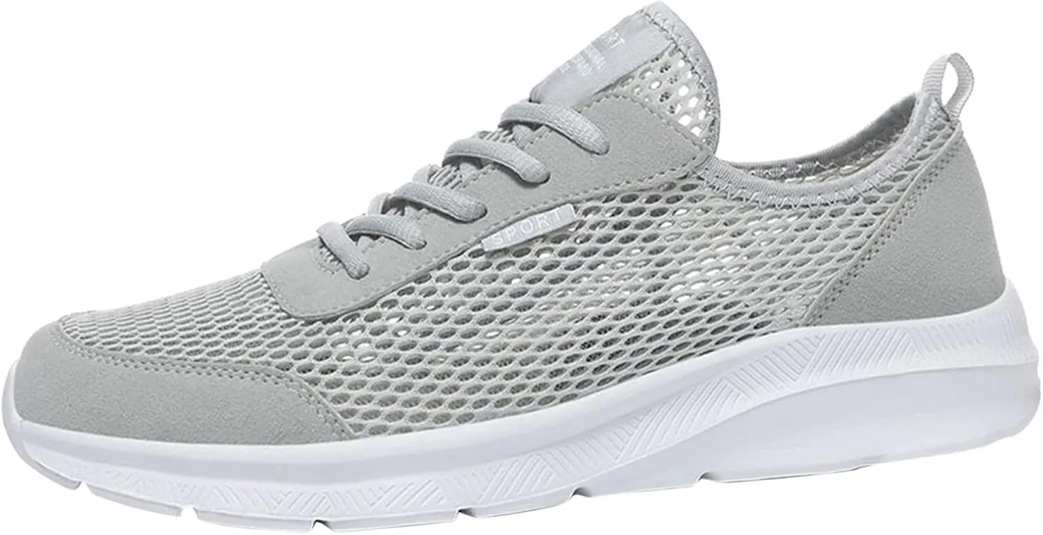 Men's Running Tennis Shoes Breathable Walking Shoes Lace Up Outdoor Casual Mesh Trainer Running (Grey, 11.5)