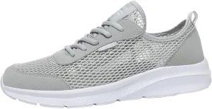 Men's Running Tennis Shoes Breathable Walking Shoes Lace Up Outdoor Casual Mesh Trainer Running (Grey, 11.5)