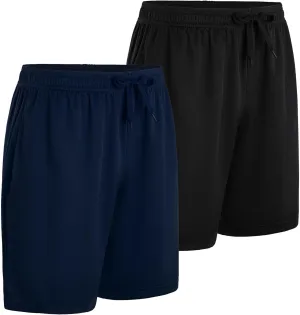 Mens Workout Shorts Athletic Lightweight Running Sports Shorts Performance Quick Dry Shorts 2 Pack Black Navy 3X-Large