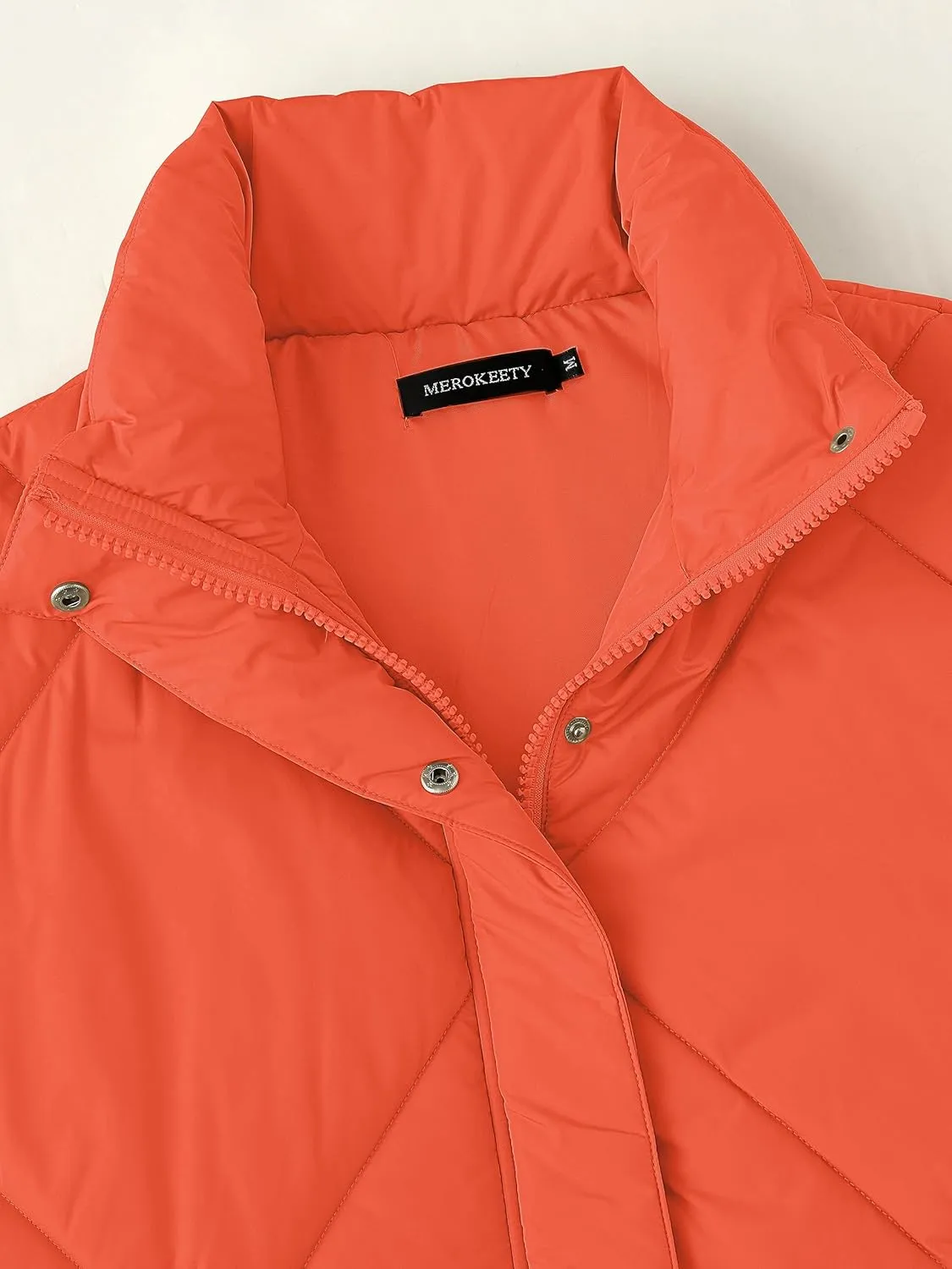 MEROKEETY Women's 2024 Winter Puffer Vest Quilted Stand Collar Zip Up Padded Gilet Coat with Pockets