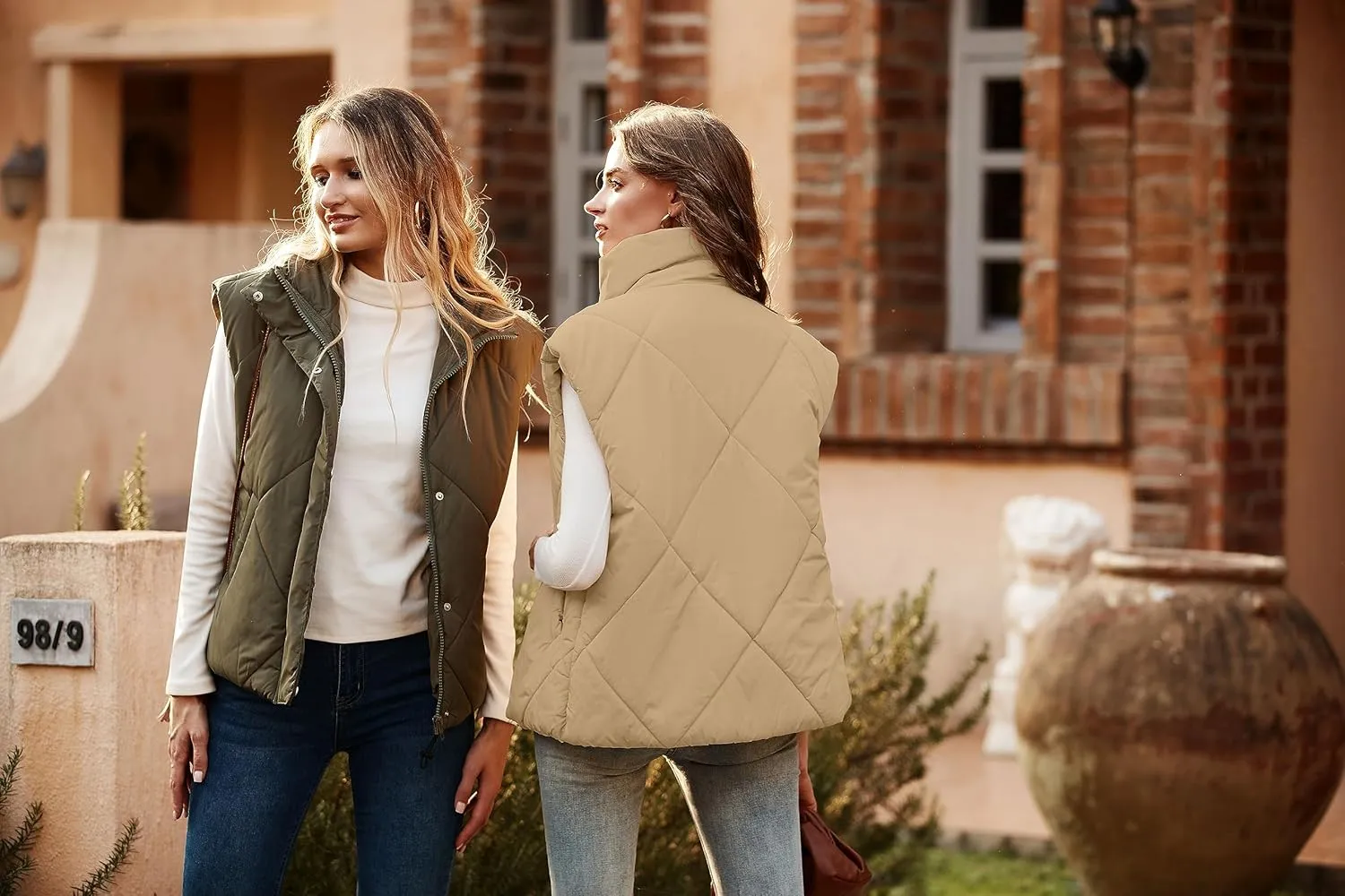 MEROKEETY Women's 2024 Winter Puffer Vest Quilted Stand Collar Zip Up Padded Gilet Coat with Pockets