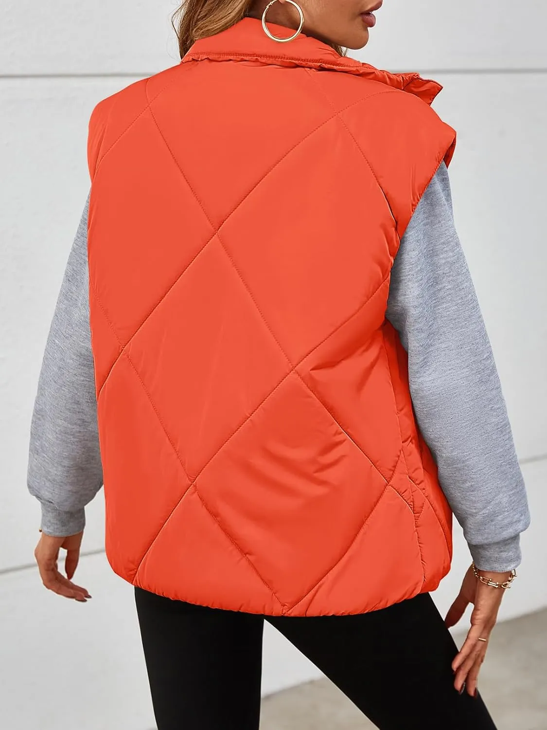 MEROKEETY Women's 2024 Winter Puffer Vest Quilted Stand Collar Zip Up Padded Gilet Coat with Pockets
