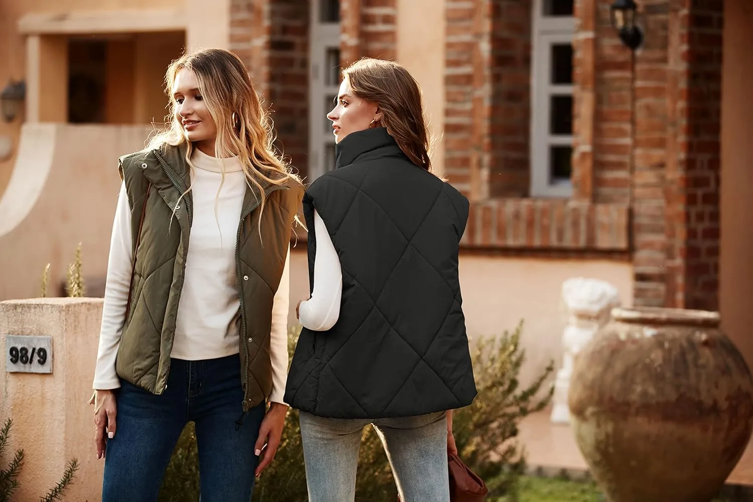 MEROKEETY Women's 2024 Winter Puffer Vest Quilted Stand Collar Zip Up Padded Gilet Coat with Pockets