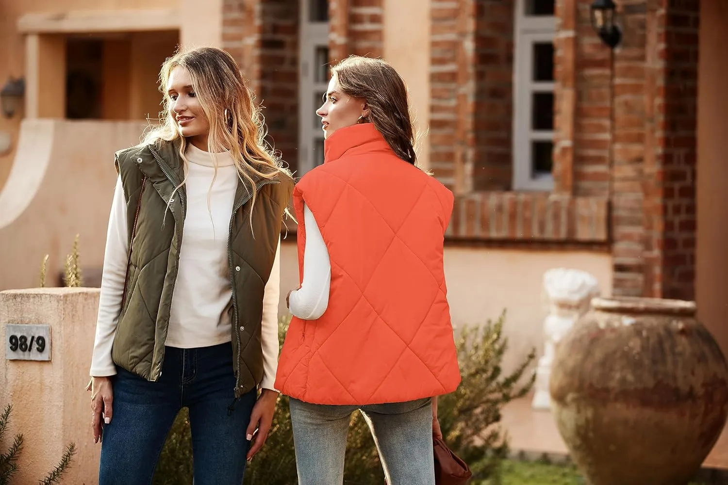MEROKEETY Women's 2024 Winter Puffer Vest Quilted Stand Collar Zip Up Padded Gilet Coat with Pockets