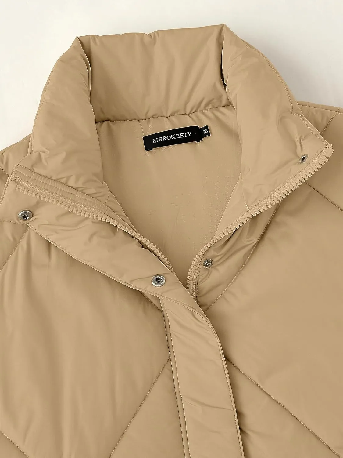 MEROKEETY Women's 2024 Winter Puffer Vest Quilted Stand Collar Zip Up Padded Gilet Coat with Pockets