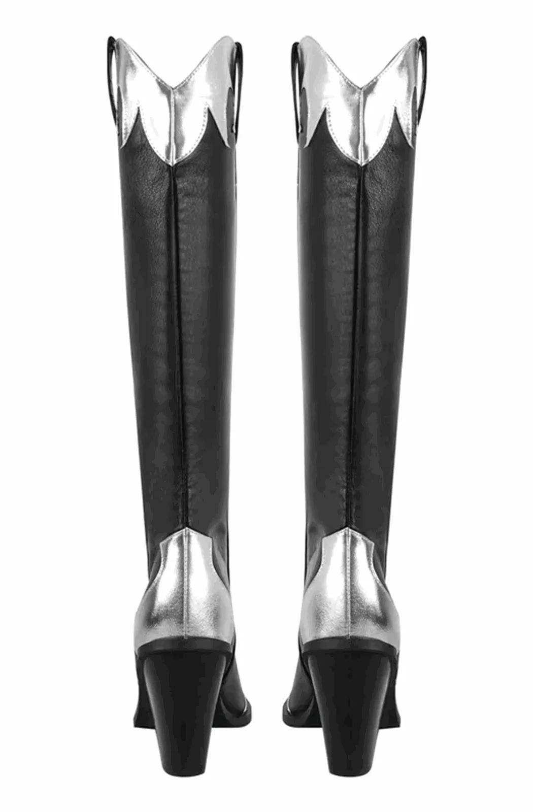 Metal toe black leather western boots