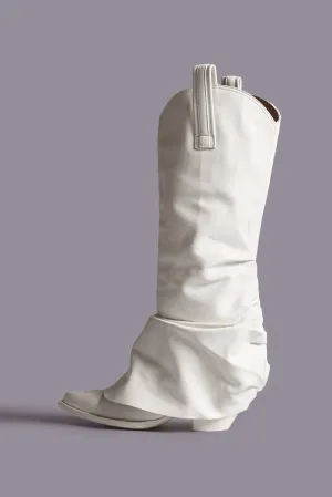 MID COWBOY BOOTS WITH SLEEVE - WHITE