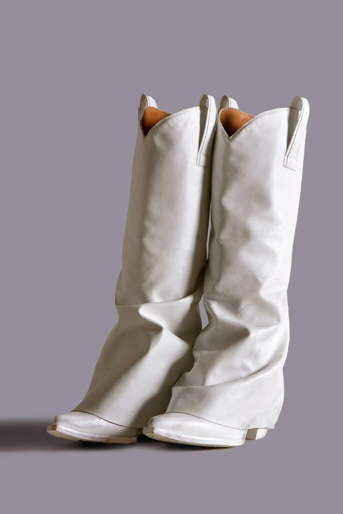 MID COWBOY BOOTS WITH SLEEVE - WHITE
