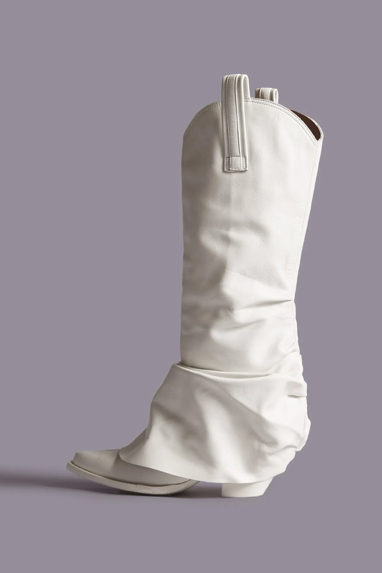 MID COWBOY BOOTS WITH SLEEVE - WHITE
