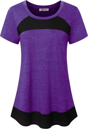 MOQIVGI Womens Short Sleeve Workout Tops Casual Summer Running Yoga Exercise Fitness Shirts Activewear