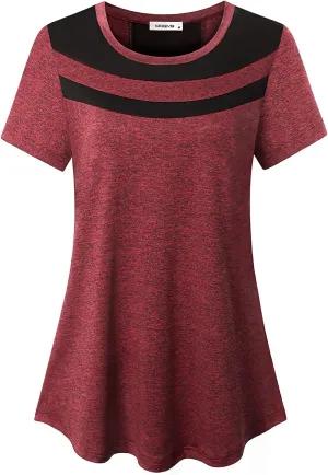MOQIVGI Womens Short Sleeve Workout Tops Casual Wear Running Yoga Exercise Fitness Shirts Activewear