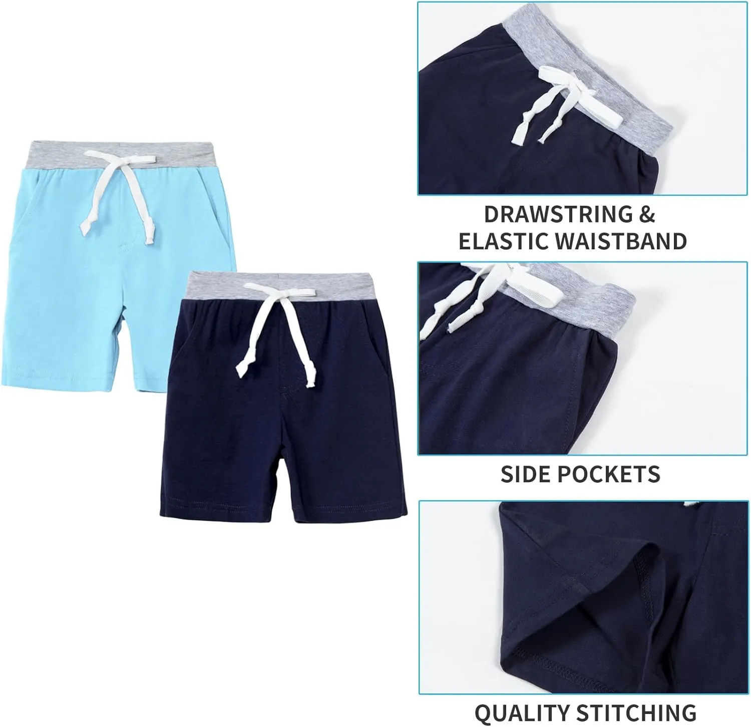 Mud Kingdom Classic Shorts for Boys Thin Jersey Material Cotton Drawstring Casual Summer Lightweight