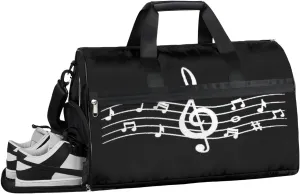 Music Notes Sports Gym Bag with Wet Pocket & Shoes Compartment Waterproof Workout Duffel Bag for Women and Men Weekender Overnight Duffle Bag Travel Carry-on Tote