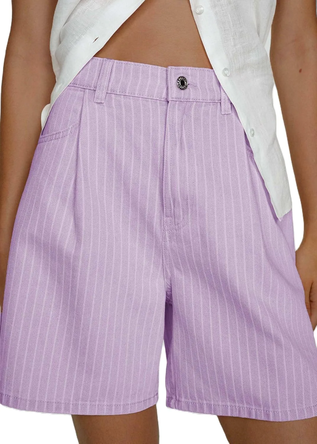 Mxiqqpltky Y2k Baggy Denim Shorts for Women Aesthetic Striped Print Short Jeans High Waist Wide Leg Jean Shorts Streetwear