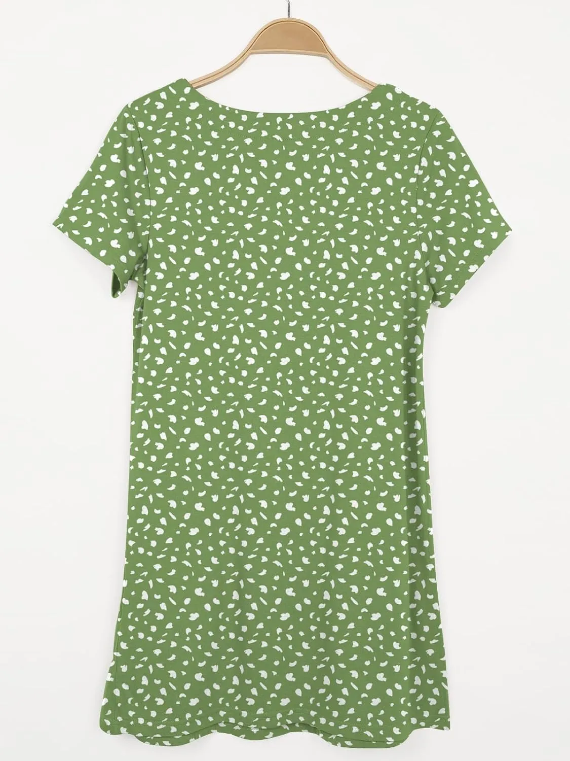 Naggoo Women Summer Sundresses Short Sleeve Square Neck Shift Tshirt Mini Dress with Pockets
