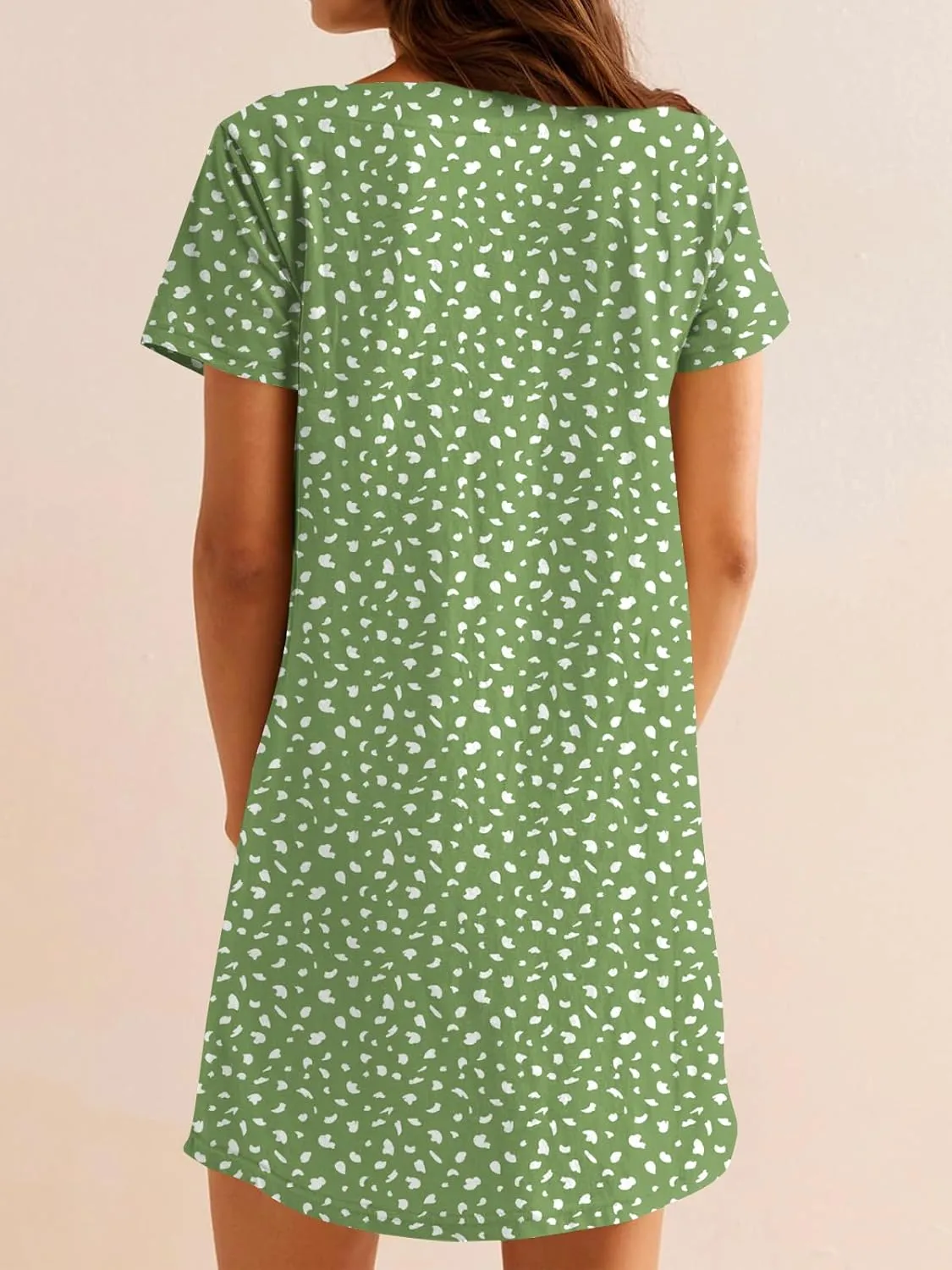 Naggoo Women Summer Sundresses Short Sleeve Square Neck Shift Tshirt Mini Dress with Pockets