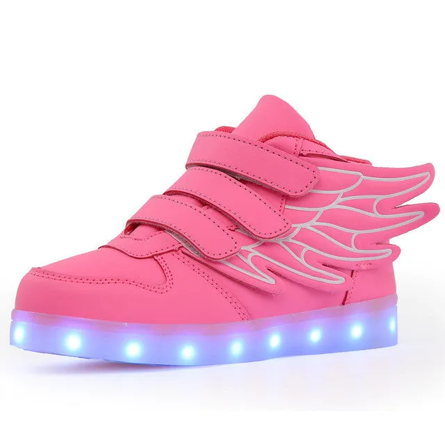 New Summer Children Breathable Sneakers Fashion Sport Led Usb Luminous Lighted Shoes for Kids Running Boys Casual Girls Flats