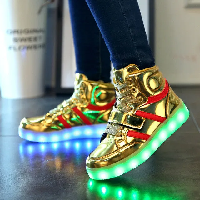 New Summer Children Breathable Sneakers Fashion Sport Led Usb Luminous Lighted Shoes for Kids Running Boys Casual Girls Flats