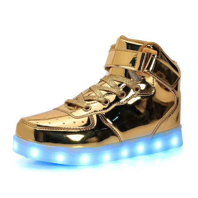 New Summer Children Breathable Sneakers Fashion Sport Led Usb Luminous Lighted Shoes for Kids Running Boys Casual Girls Flats
