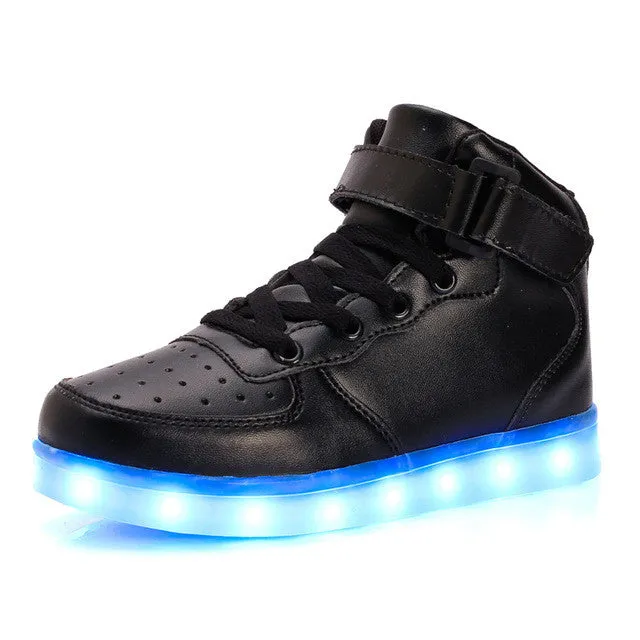 New Summer Children Breathable Sneakers Fashion Sport Led Usb Luminous Lighted Shoes for Kids Running Boys Casual Girls Flats