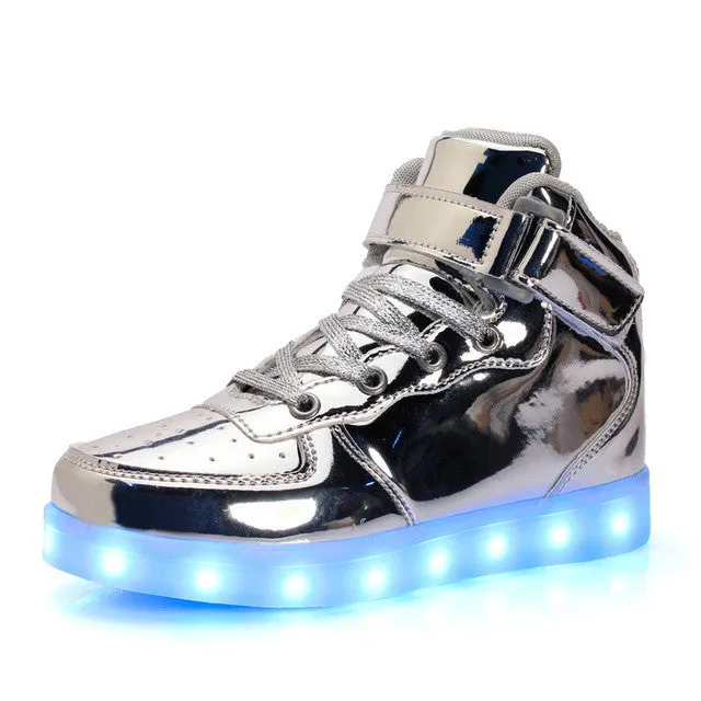 New Summer Children Breathable Sneakers Fashion Sport Led Usb Luminous Lighted Shoes for Kids Running Boys Casual Girls Flats