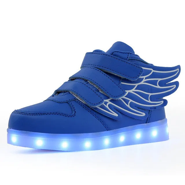 New Summer Children Breathable Sneakers Fashion Sport Led Usb Luminous Lighted Shoes for Kids Running Boys Casual Girls Flats